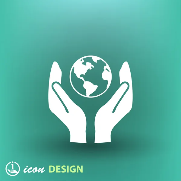 Hands with globe eco icon — Stock Vector