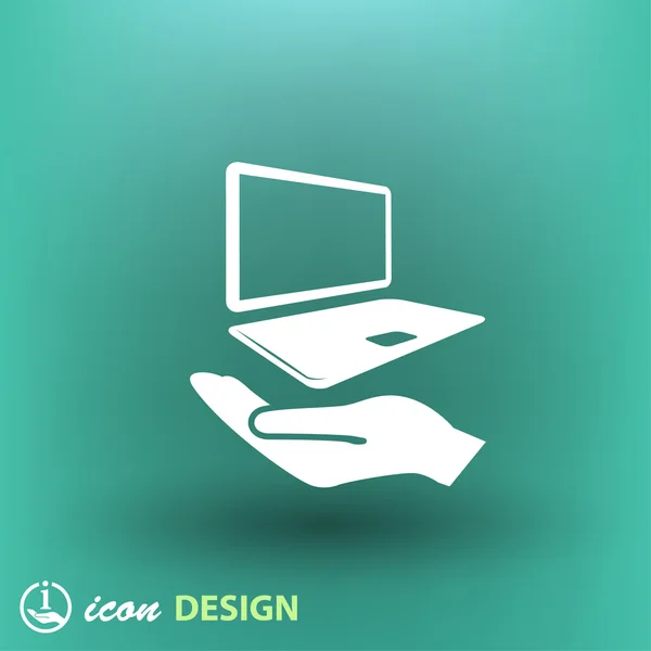 Hand mit Computer flache Design-Ikone — Stockvektor