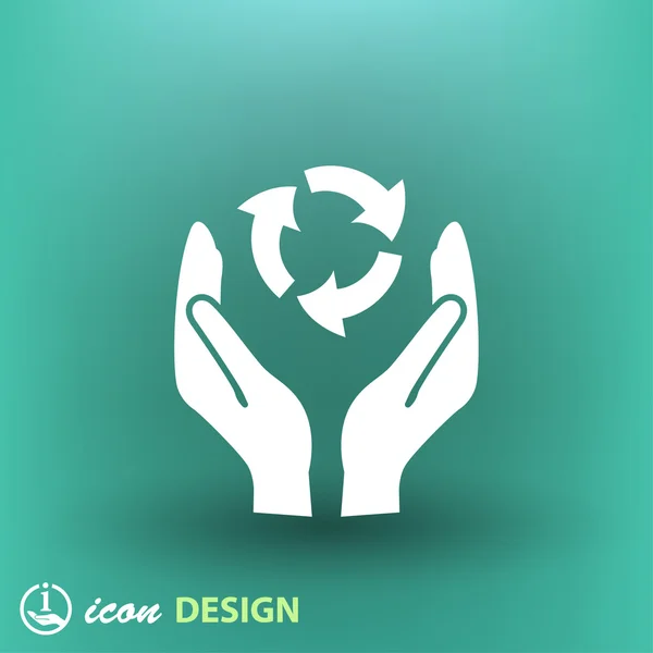 Hands with recycle sign icon — Stock Vector