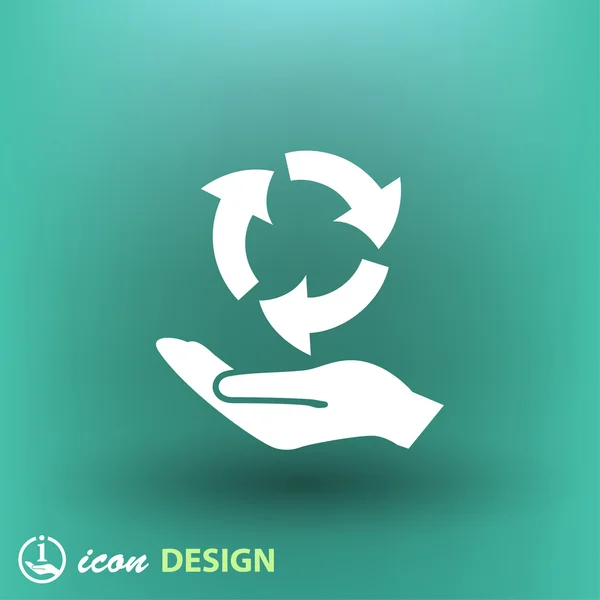 Main avec icône de signe de recyclage — Image vectorielle