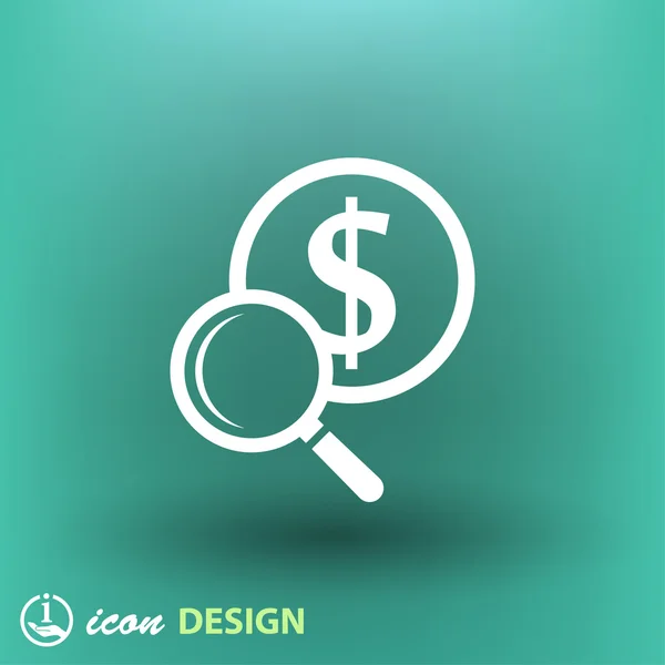 Dinero con icono de lupa — Vector de stock