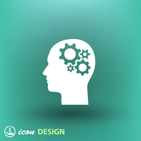 Gear in head flat design icon — Stock Vector