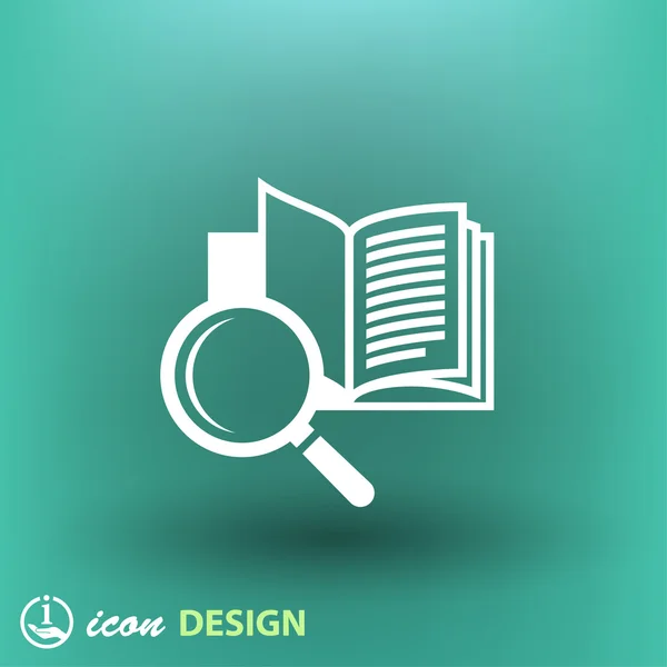 Libro con icono de lupa — Vector de stock