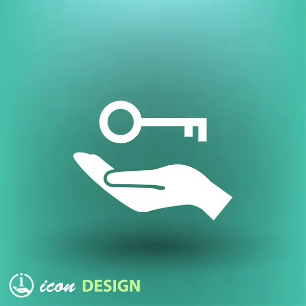 Mão com ícone chave — Vetor de Stock