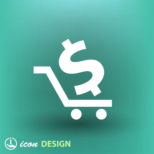 Money on shopping cart icon — Stock Vector