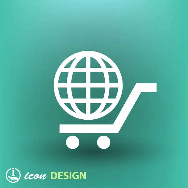 Globe in shopping cart icon — Stock Vector