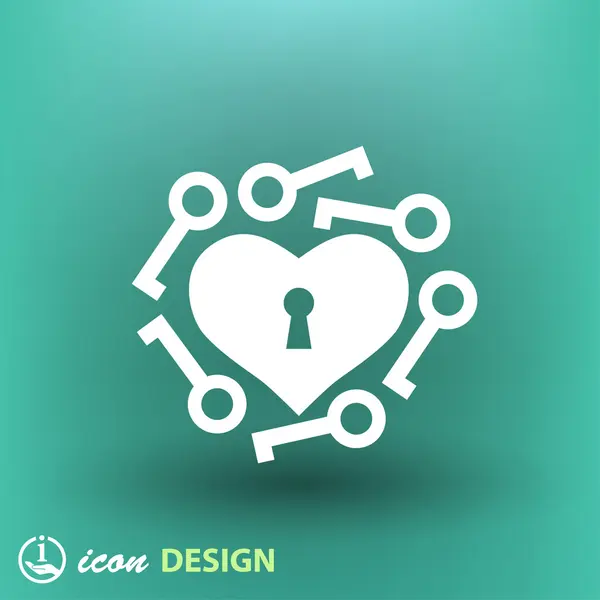 Corazón con llaves icono de diseño plano — Archivo Imágenes Vectoriales