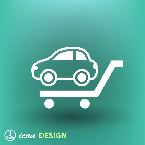 Auto in het winkelen kar pictogram — Stockvector