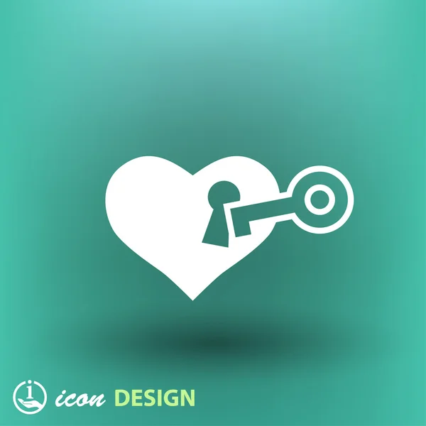 Corazón con icono de diseño plano clave — Archivo Imágenes Vectoriales