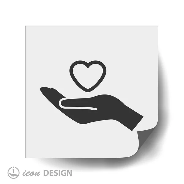 Hjärtat i handen platt design ikon — Stock vektor