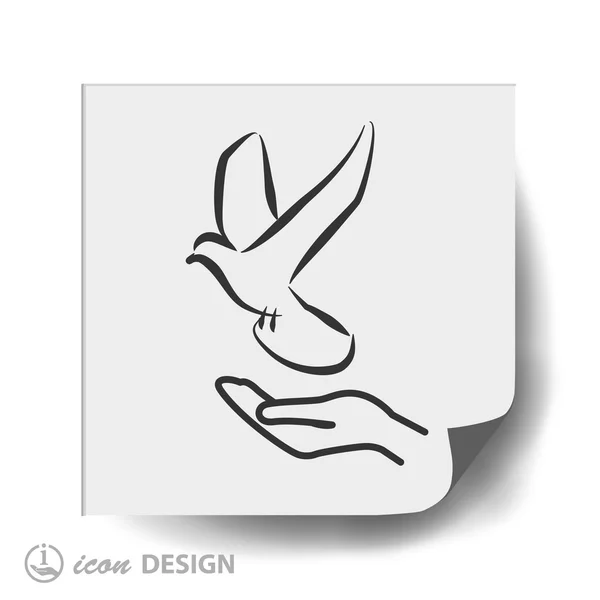 Hand met vogel pictogram — Stockvector