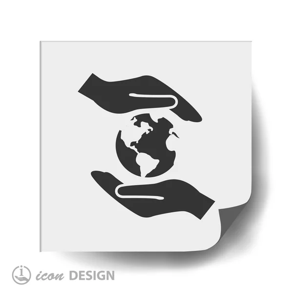 Mãos com ícone globo — Vetor de Stock