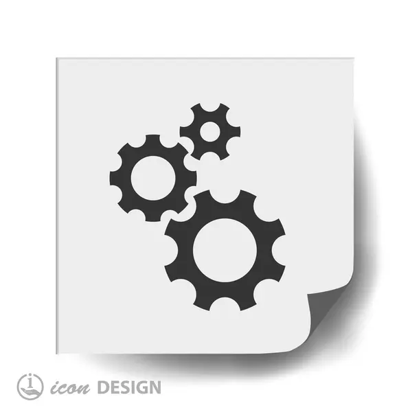 Gear icona del design piatto — Vettoriale Stock