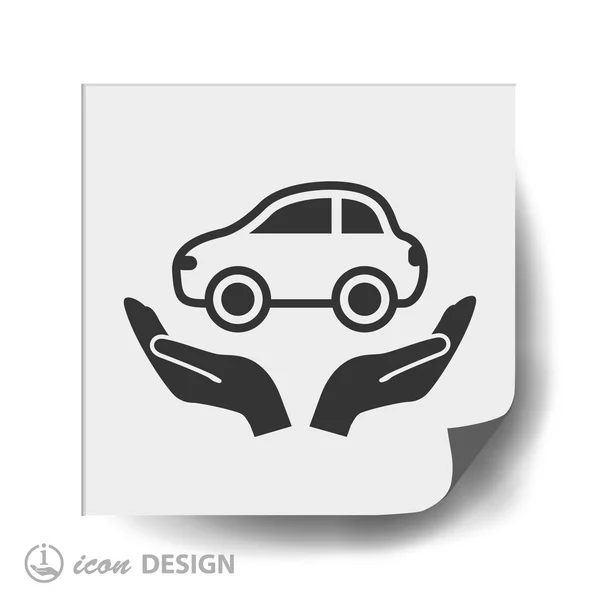 Manos con icono de coche — Vector de stock