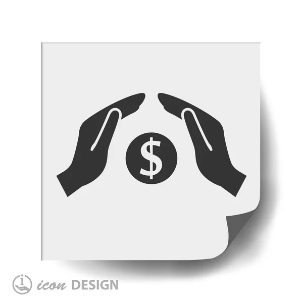 Il denaro nelle mani icona — Vettoriale Stock