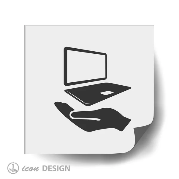 コンピューター フラットなデザイン アイコンを持つ手 — ストックベクタ