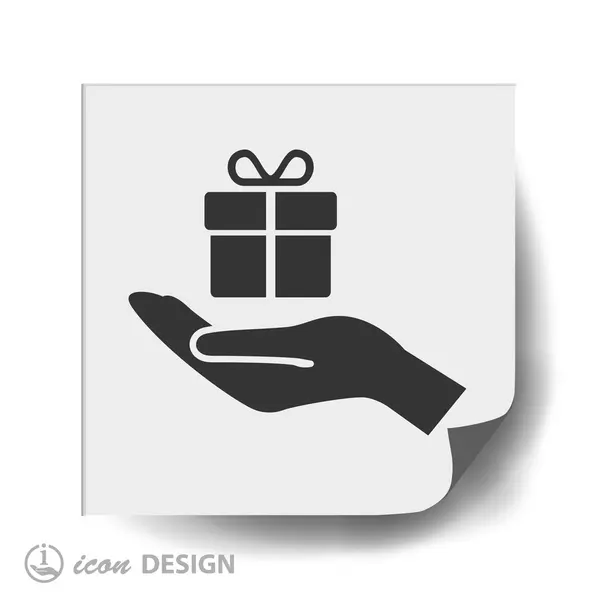 Hand with gift flat design icon — Stock Vector