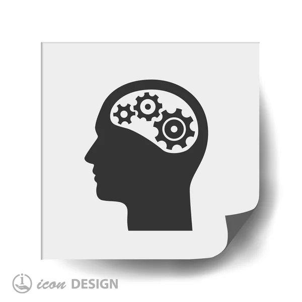 Getriebe im Kopf flache Design-Ikone — Stockvektor
