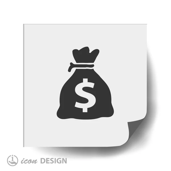 Geld tas platte ontwerp pictogram — Stockvector