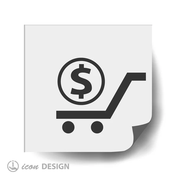 Dinero en el icono del carrito de compras — Vector de stock