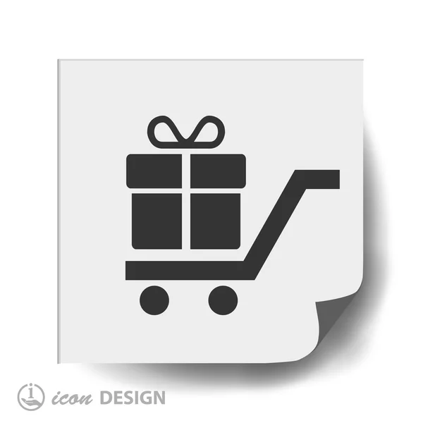 Panier avec icône cadeau — Image vectorielle