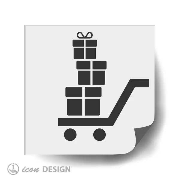 Shopping cart with gifts icon — Stock Vector