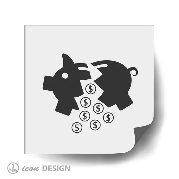 Caja de dinero de cerdo icono de diseño plano — Archivo Imágenes Vectoriales