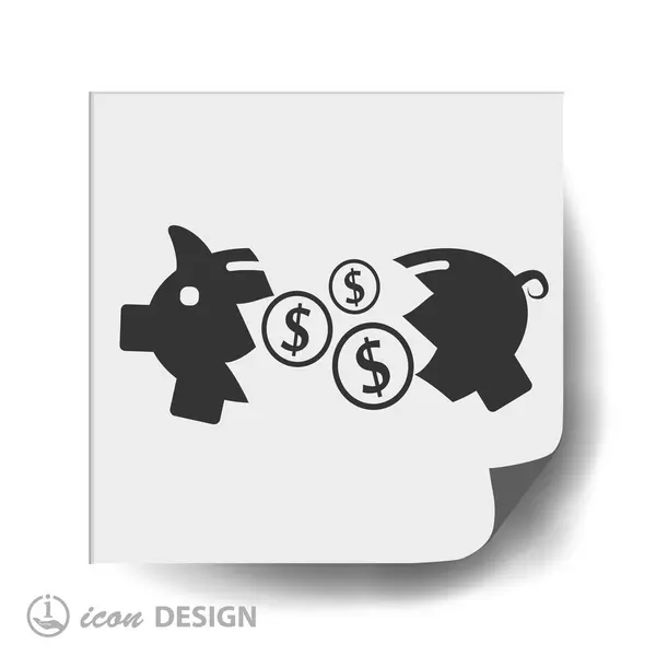 Pig moneybox flat design icon — Stock Vector