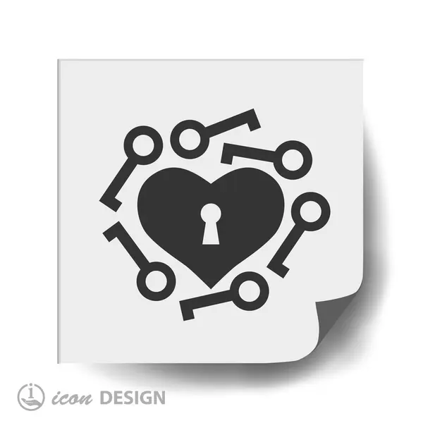 Heart with keys flat design icon — Stock Vector
