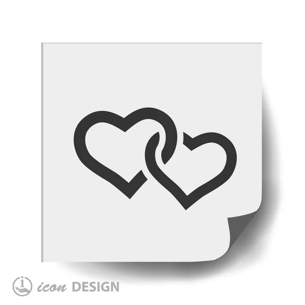İki kalp tasarım simgesi düz — Stok Vektör