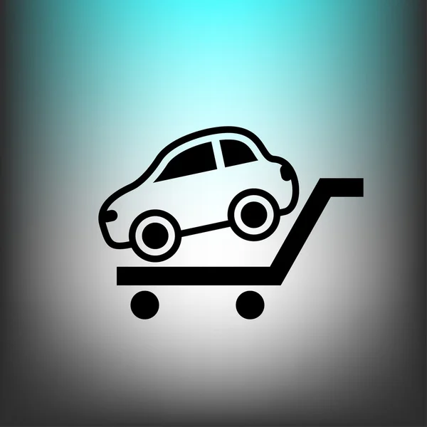 Carro no ícone do carrinho de compras — Vetor de Stock
