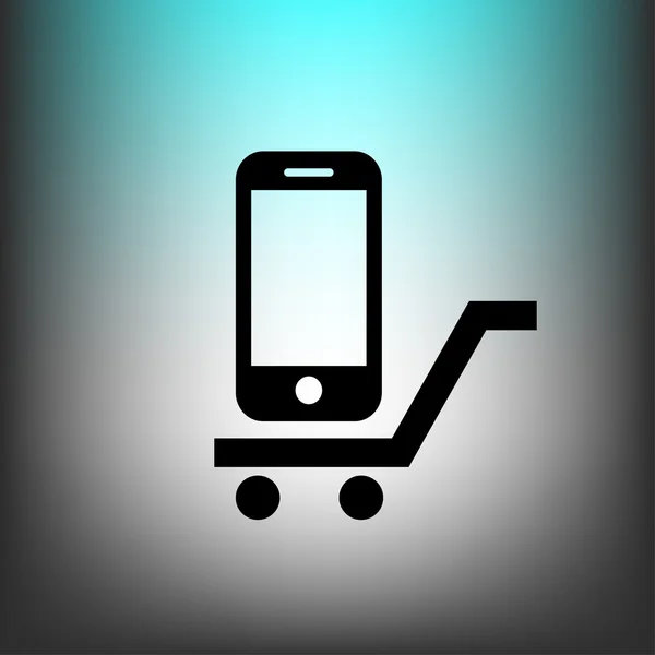 Mobile phone in shopping cart icon — Stock Vector