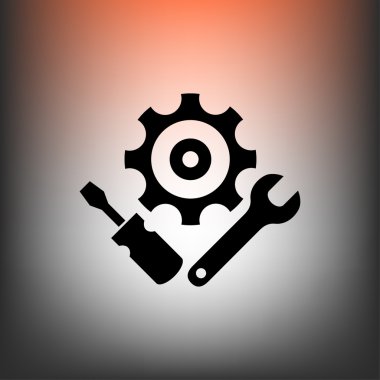 İngiliz anahtarı ve tornavida simgesi olan dişli 
