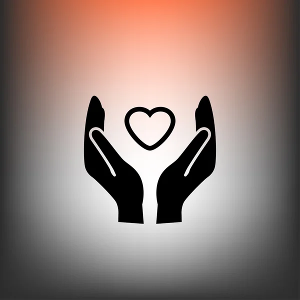 Heart in hands flat design icon — Stock Vector