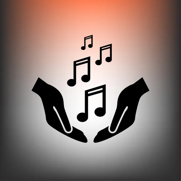 Hands with music notes icon — Stock Vector