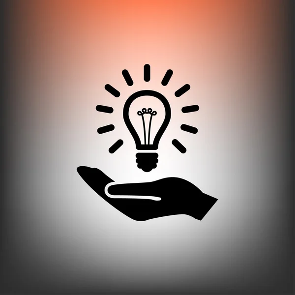 Mão com ícone de lâmpada — Vetor de Stock