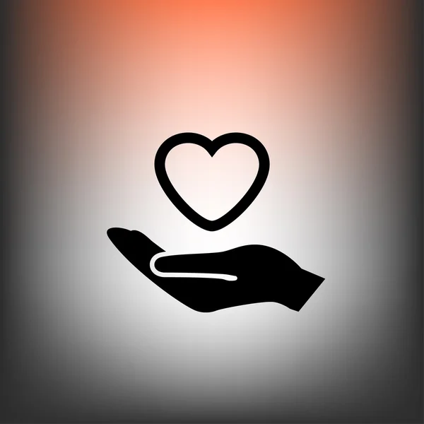 Heart in hand flat design icon — Stock Vector