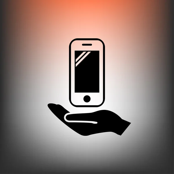 Hand mit Handy-Symbol — Stockvektor