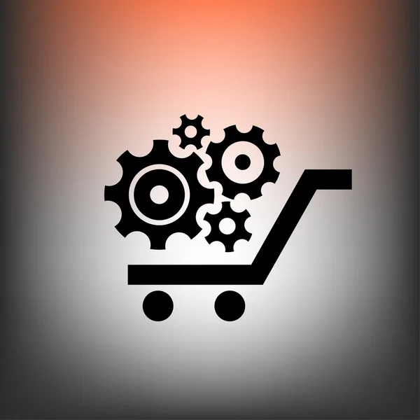 Engranaje en el icono del carrito de compras — Vector de stock