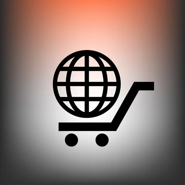 Globe in shopping cart icon — Stock Vector