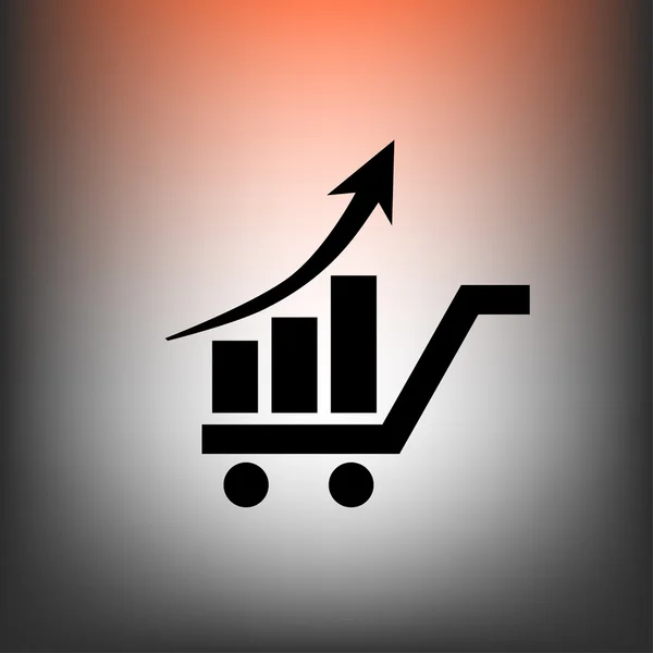 Gráfico no ícone do carrinho de compras — Vetor de Stock