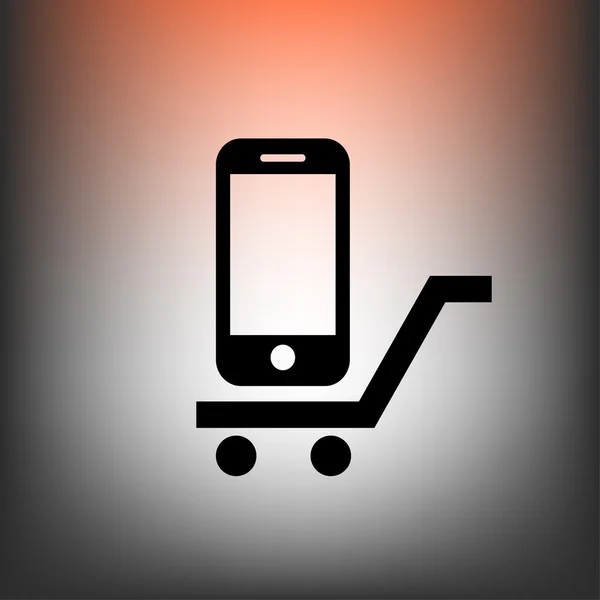 Mobile phone in shopping cart icon — Stock Vector