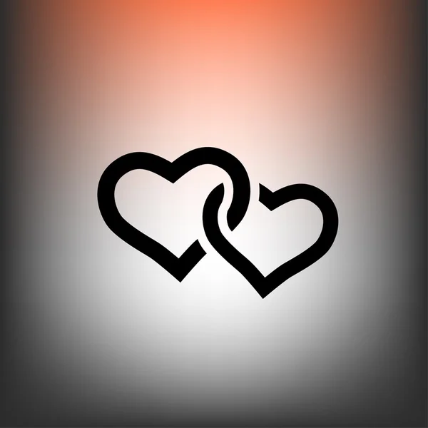 Dua hati ikon desain datar - Stok Vektor