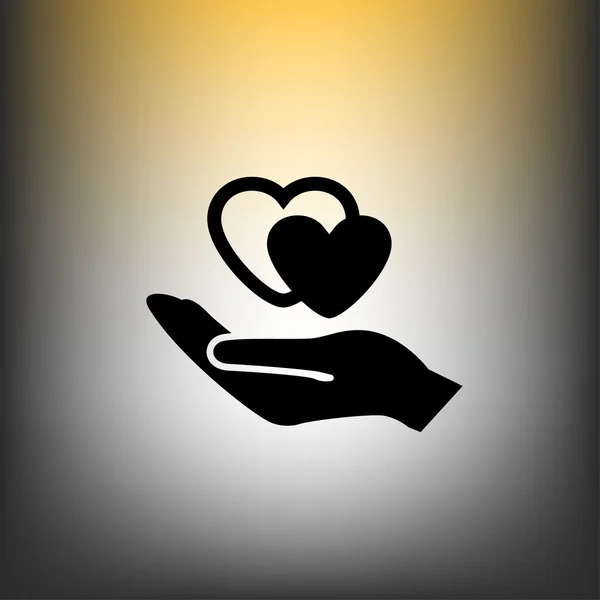 Hearts in human  hand — Stock Vector