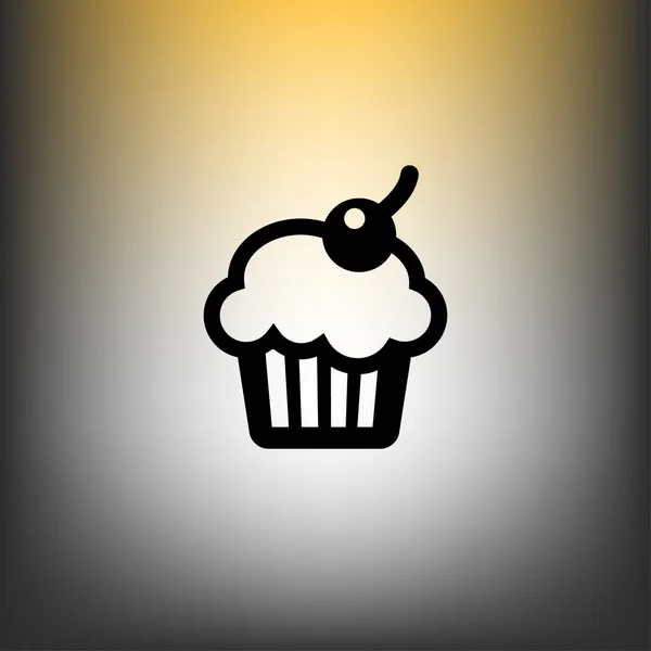 Cupcake con icono de cereza — Vector de stock