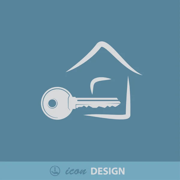 Signo de llave sobre casa — Vector de stock