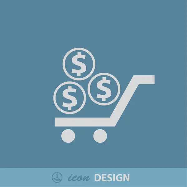 Dollar signs icon on cart — Stock Vector