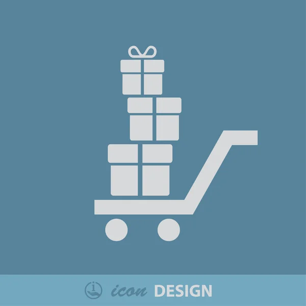 Pictogramme de cadeaux sur le panier — Image vectorielle