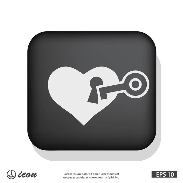 Key sign over heart — Stock Vector