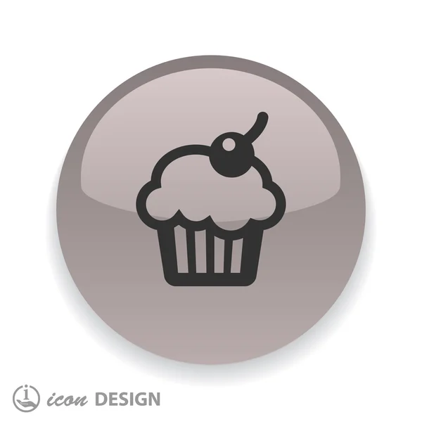 Cupcake met cherry pictogram — Stockvector